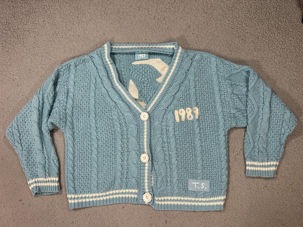 Taylor Swift Sweater Cardigan Womens S/M Blue 1989 Taylor's Version Birds Cable